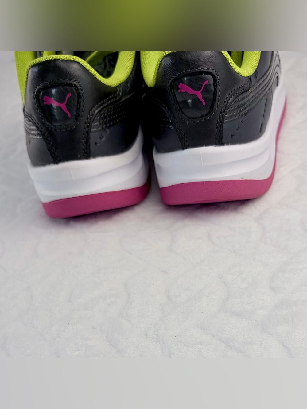 Puma California color block Sneakers gray with Neon Green Laces Women’s Size 8 - Picture 4 of 10